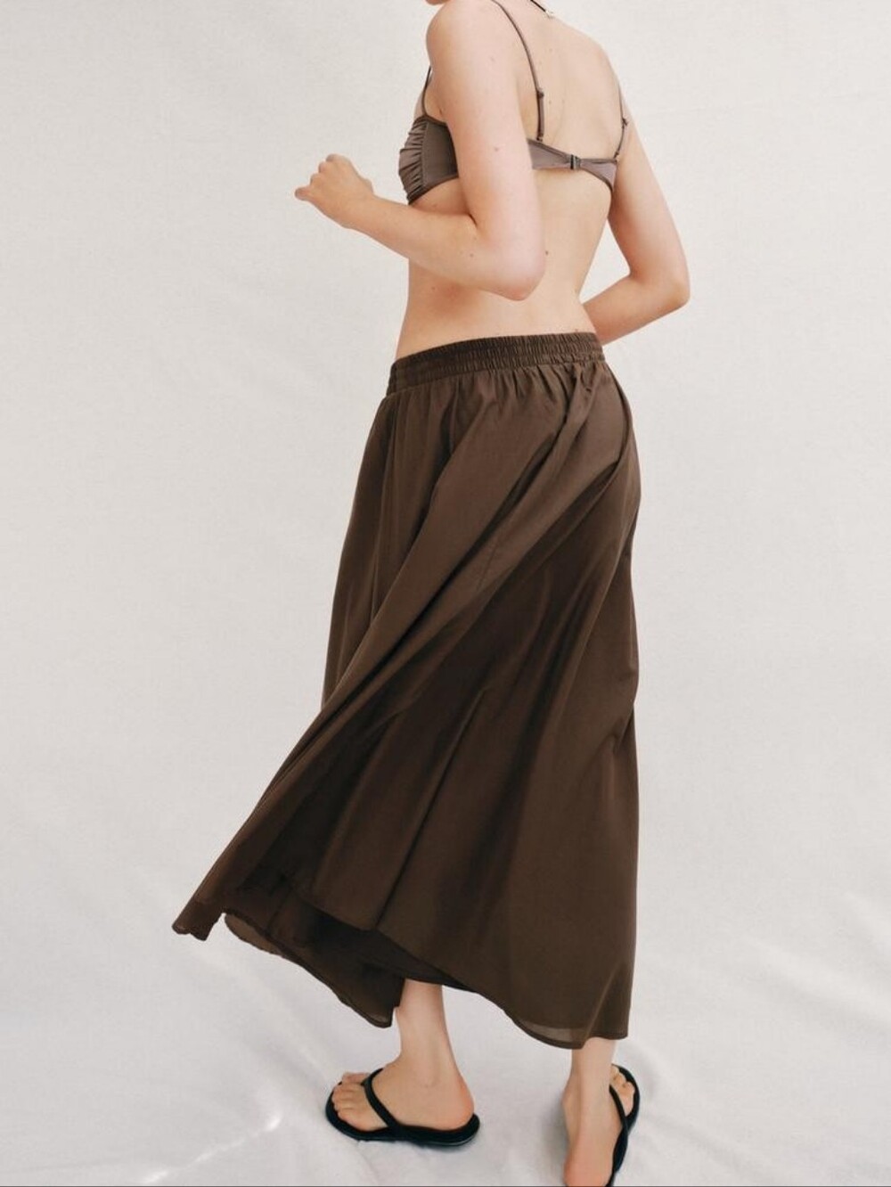 Flowy Brown Cotton Zara Maxi/Midi Skirt | Large - Picture 4 of 9